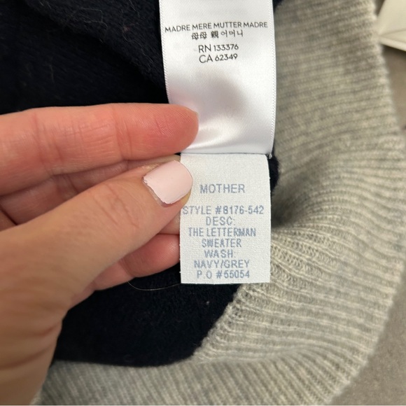 NEW Mother Denim The Letterman Sweater cashmere cardigan jacket navy gray XS - Picture 4 of 11